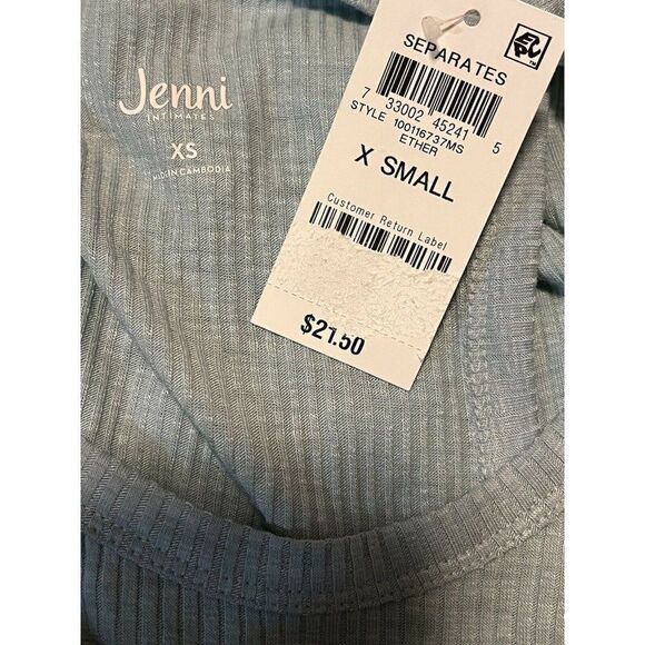 Jenni Ether Blue Solid Ribbed Lounge Pajama Tank Top Extra Small NWT - Picture 6 of 7